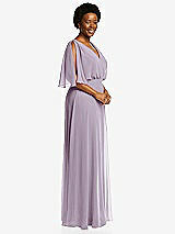 Side View Thumbnail - Lilac Haze V-Neck Split Sleeve Blouson Bodice Maxi Dress