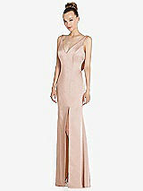 Alt View 1 Thumbnail - Cameo Draped Cowl-Back Princess Line Dress with Front Slit