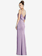 Side View Thumbnail - Pale Purple Draped Cowl-Back Princess Line Dress with Front Slit