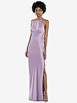 Front View Thumbnail - Pale Purple Jewel Neck Sleeveless Maxi Dress with Bias Skirt