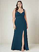 Alt View 1 Thumbnail - Atlantic Blue Contoured Wide Strap Sweetheart Maxi Dress