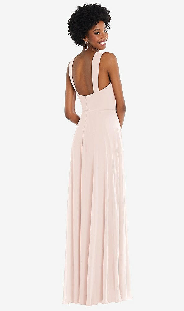 Back View - Blush Contoured Wide Strap Sweetheart Maxi Dress