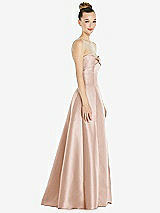 Side View Thumbnail - Cameo Bow Cuff Strapless Satin Ball Gown with Pockets