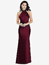 Front View Thumbnail - Cabernet Scarf Tie High-Neck Halter Maxi Slip Dress