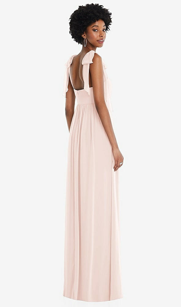 Back View - Blush Convertible Tie-Shoulder Empire Waist Maxi Dress