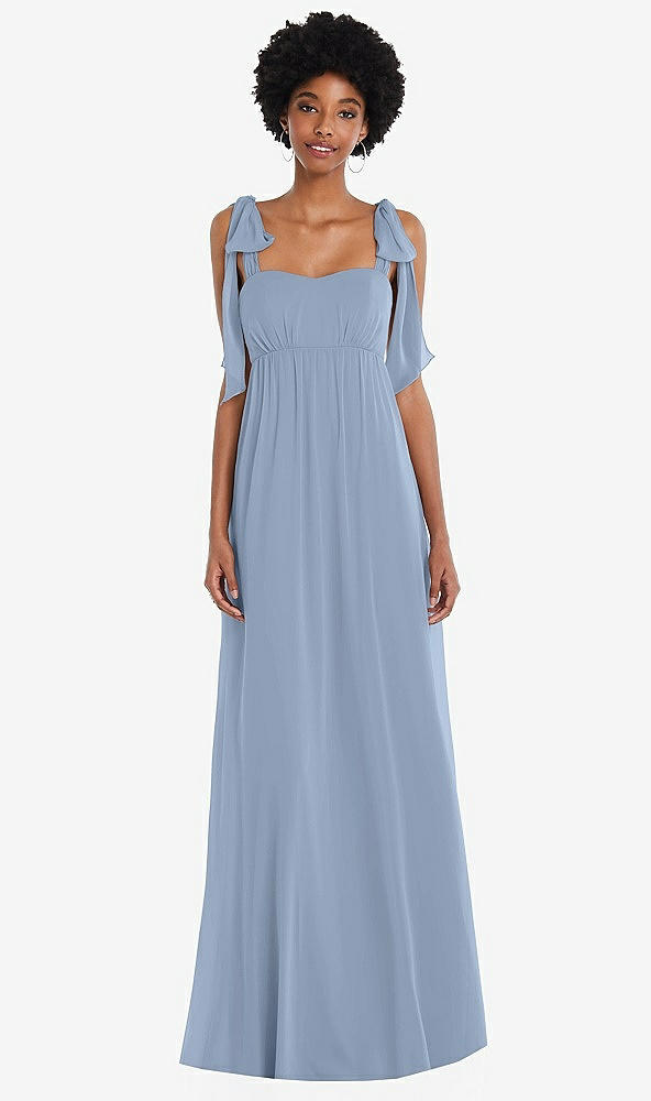 Front View - Cloudy Convertible Tie-Shoulder Empire Waist Maxi Dress