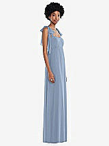 Side View Thumbnail - Cloudy Convertible Tie-Shoulder Empire Waist Maxi Dress