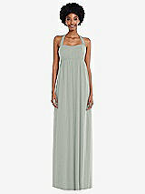 Alt View 4 Thumbnail - Willow Green Convertible Tie-Shoulder Empire Waist Maxi Dress