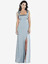 Front View Thumbnail - Mist Flat Tie-Shoulder Empire Waist Maxi Dress with Front Slit