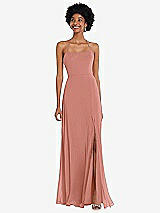 Alt View 1 Thumbnail - Desert Rose Scoop Neck Convertible Tie-Strap Maxi Dress with Front Slit