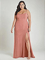 Alt View 2 Thumbnail - Desert Rose Scoop Neck Convertible Tie-Strap Maxi Dress with Front Slit