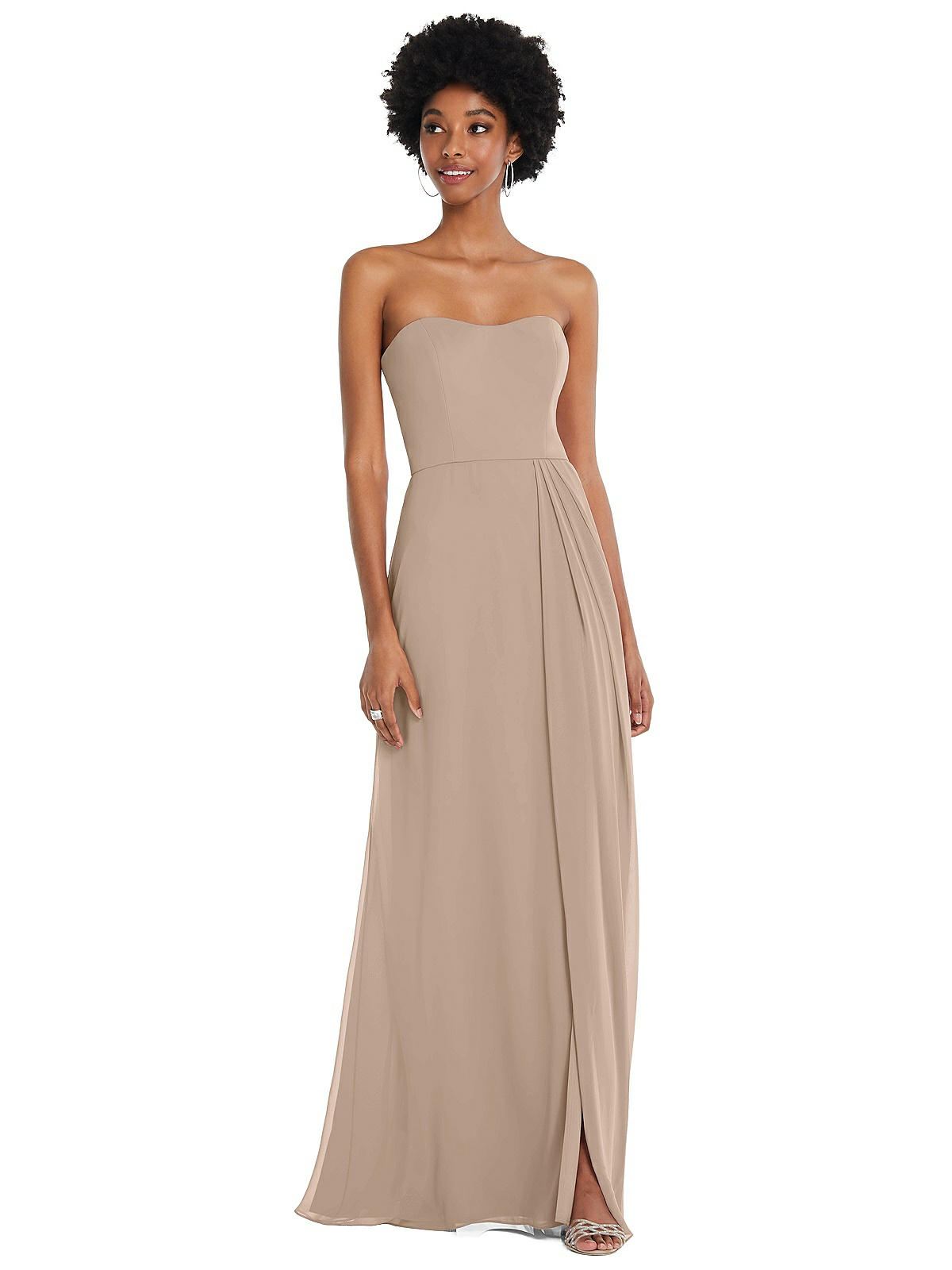 Strapless Sweetheart Maxi Bridesmaid Dress With Pleated Front Slit In ...