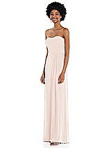 Side View Thumbnail - Blush Strapless Sweetheart Maxi Dress with Pleated Front Slit 