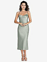 Front View Thumbnail - Willow Green Open-Back Convertible Strap Midi Bias Slip Dress