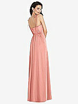 Rear View Thumbnail - Rose Skinny Tie-Shoulder Satin Maxi Dress with Front Slit