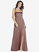 Alt View 1 Thumbnail - Sienna Skinny Tie-Shoulder Satin Maxi Dress with Front Slit