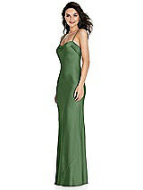 Side View Thumbnail - Vineyard Green Open-Back Convertible Strap Maxi Bias Slip Dress