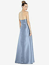 Rear View Thumbnail - Cloudy Basque-Neck Strapless Satin Gown with Mini Sash