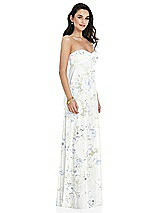 Side View Thumbnail - Bleu Garden Twist Shirred Strapless Empire Waist Gown with Optional Straps