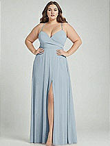 Alt View 1 Thumbnail - Mist Adjustable Strap Wrap Bodice Maxi Dress with Front Slit 