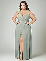 Alt View 2 Thumbnail - Willow Green Adjustable Strap Wrap Bodice Maxi Dress with Front Slit 