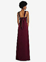 Alt View 3 Thumbnail - Cabernet Draped Satin Grecian Column Gown with Convertible Straps