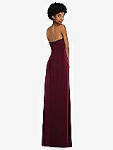 Alt View 6 Thumbnail - Cabernet Draped Satin Grecian Column Gown with Convertible Straps