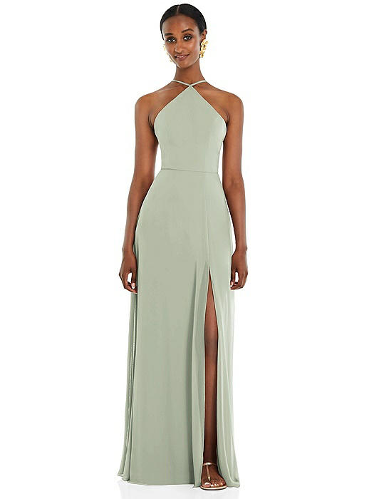 Diamond Halter Maxi Dress with Adjustable Straps