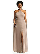 Alt View 1 Thumbnail - Topaz Diamond Halter Maxi Dress with Adjustable Straps