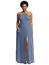 Alt View 1 Thumbnail - Larkspur Blue Diamond Halter Maxi Dress with Adjustable Straps