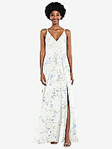 Front View Thumbnail - Bleu Garden Faux Wrap Criss Cross Back Maxi Dress with Adjustable Straps