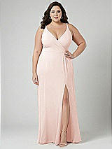 Alt View 1 Thumbnail - Blush Faux Wrap Criss Cross Back Maxi Dress with Adjustable Straps