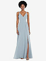 Front View Thumbnail - Mist Faux Wrap Criss Cross Back Maxi Dress with Adjustable Straps