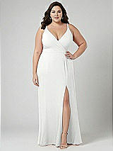 Alt View 1 Thumbnail - White Faux Wrap Criss Cross Back Maxi Dress with Adjustable Straps