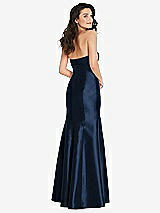 Rear View Thumbnail - Midnight Navy Bow Cuff Strapless Princess Waist Trumpet Gown