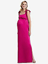 Front View Thumbnail - Think Pink Flat Tie-Shoulder Empire Waist Maternity Dress