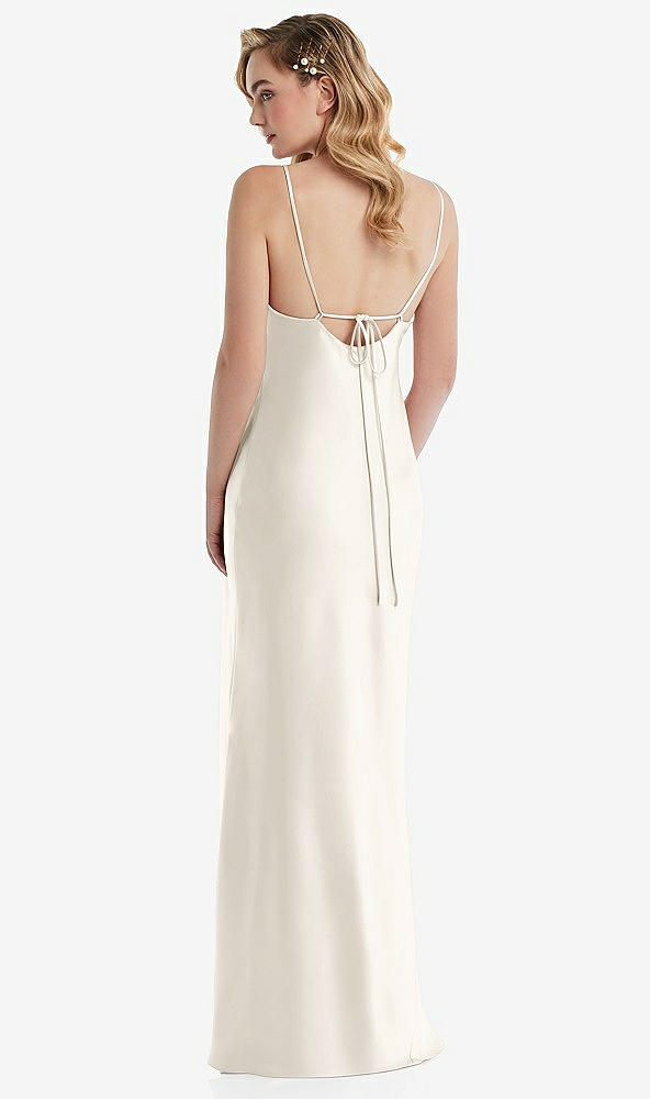 Back View - Ivory Cowl-Neck Tie-Strap Maternity Slip Dress