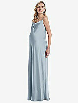 Side View Thumbnail - Mist Cowl-Neck Tie-Strap Maternity Slip Dress