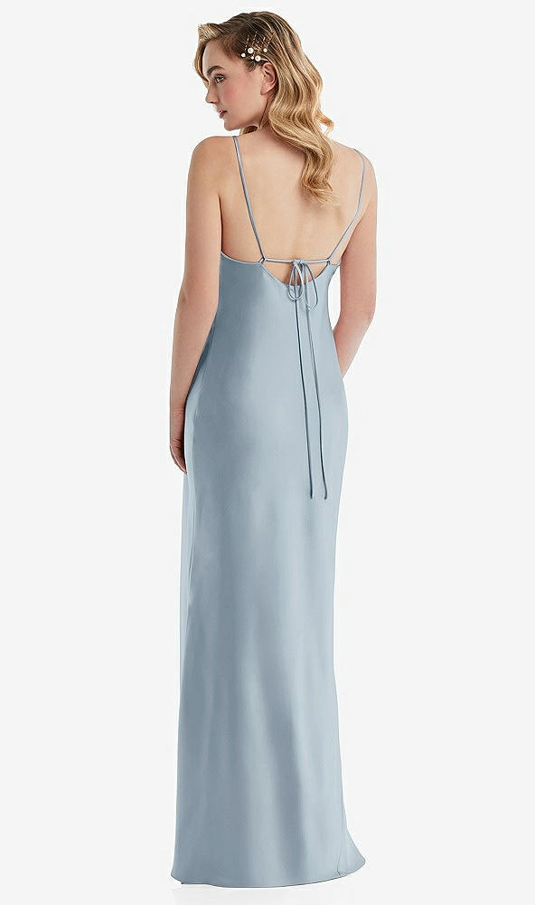 Back View - Mist Cowl-Neck Tie-Strap Maternity Slip Dress