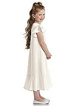 Side View Thumbnail - Ivory Flutter Sleeve Ruffle-Hem Satin Flower Girl Dress