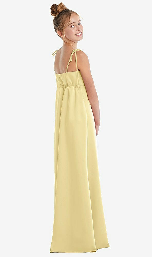 Back View - Pale Yellow Tie Shoulder Empire Waist Junior Bridesmaid Dress