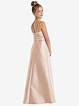 Rear View Thumbnail - Cameo Spaghetti Strap Satin Junior Bridesmaid Dress with Mini Sash