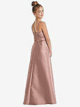 Rear View Thumbnail - Neu Nude Spaghetti Strap Satin Junior Bridesmaid Dress with Mini Sash