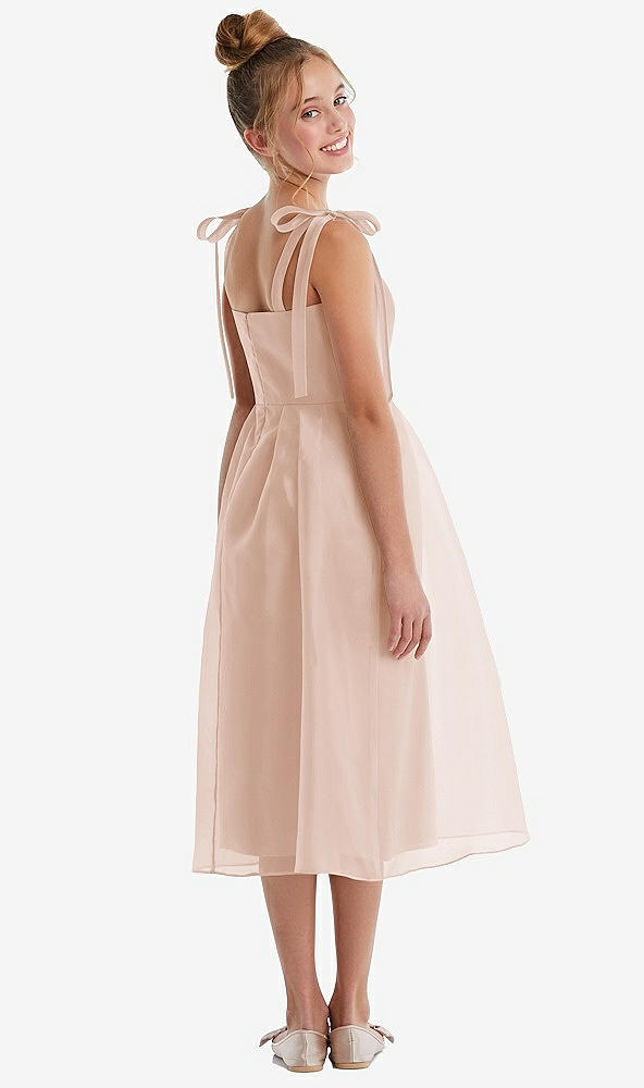 Back View - Cameo Tie Shoulder Pleated Full Skirt Junior Bridesmaid Dress