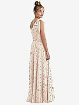 Rear View Thumbnail - Coquette Floral Print One-Shoulder Scarf Bow Chiffon Junior Bridesmaid Dress