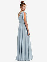 Rear View Thumbnail - Mist One-Shoulder Scarf Bow Chiffon Junior Bridesmaid Dress