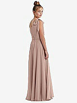 Rear View Thumbnail - Neu Nude One-Shoulder Scarf Bow Chiffon Junior Bridesmaid Dress