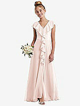 Front View Thumbnail - Blush Cascading Ruffle Full Skirt Chiffon Junior Bridesmaid Dress