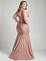 Alt View 4 Thumbnail - Neu Nude Shirred Shoulder Stretch Satin Mermaid Dress with Slight Train