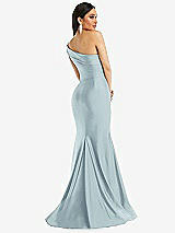 Alt View 3 Thumbnail - Mist One-Shoulder Bias-Cuff Stretch Satin Mermaid Dress with Slight Train